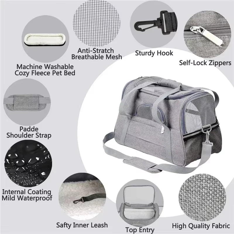 Dog Carrier Bag with Thick Cotton Cushion Pet Aviation Backpack Anti-Suffocation Portable Travel Bag Pet Dog Bag Mesh Outdoor