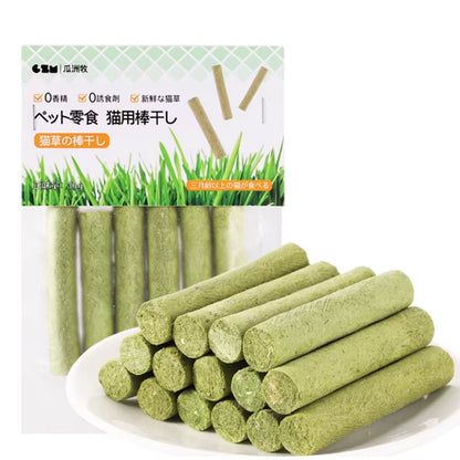 6PCS Cat Grass Teeth Grinding Stick Pet Snacks Hairball Removal Mild Hair Row Ready to Eat Cat Baby Cat Teeth Cleaning Sticks