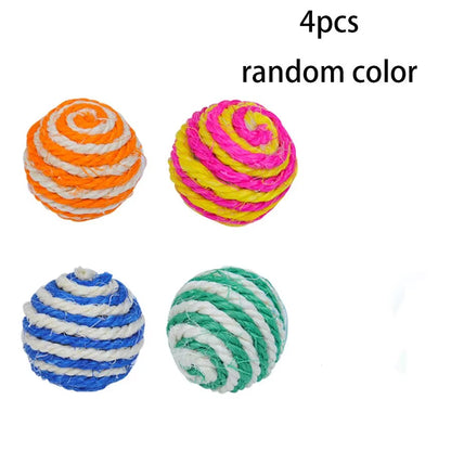 4 PCS Balls Interactive Pet Toys for Cats Kitten Dog Training Playing Chewing (Random Color)