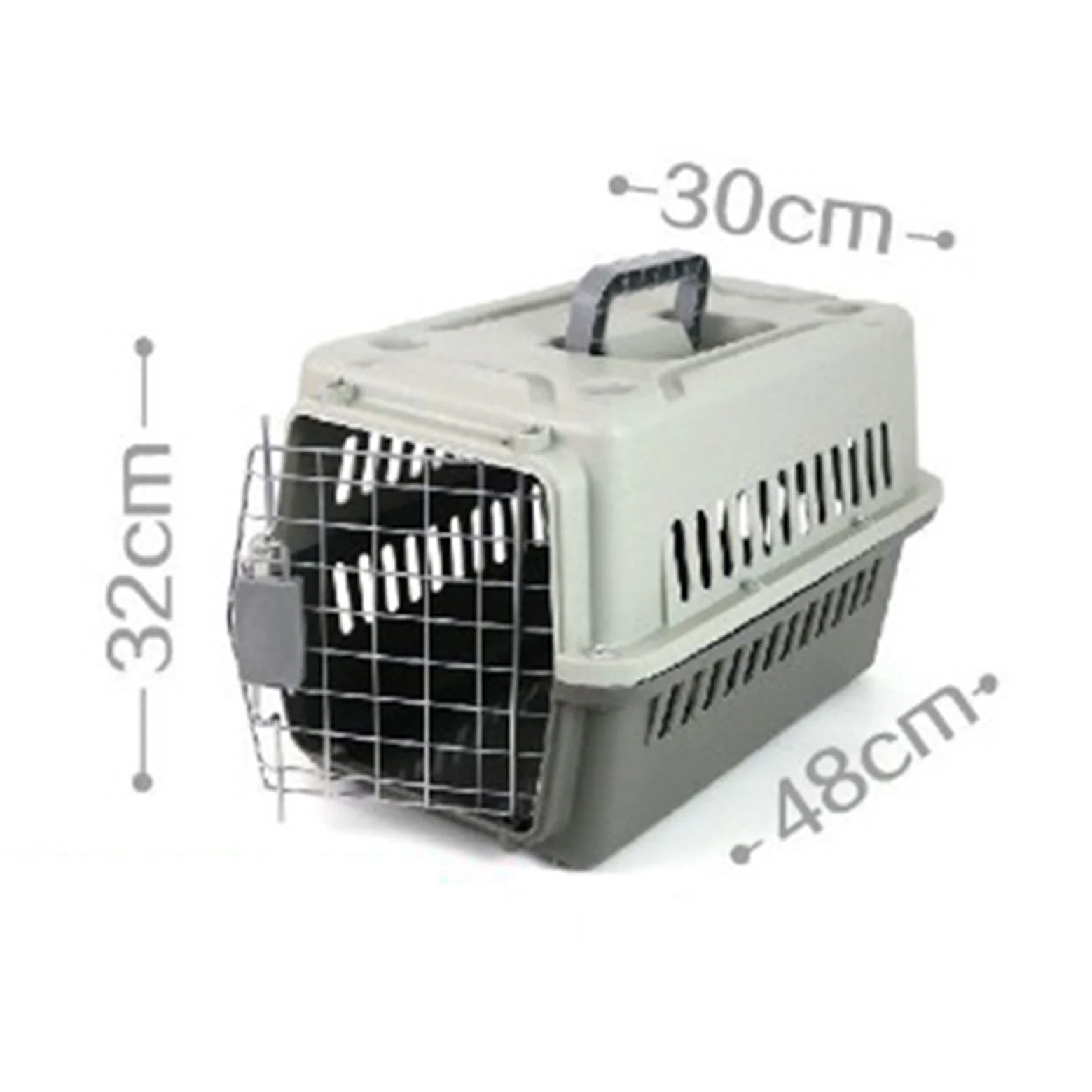 Pet Rigid Carrier, Breathable Dog or Cat Cage with Handle, Metal Aeration Grilles, Travel Cage, Motorhome, Indoor or Outdoor Use.