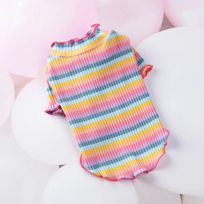 Colorful Stripe Sphynx Cat Vest Shirt for Small Cats Katten Kedi Cotton Puppy Dog Pet Clothes Mascotas Clothing Ropa Para Gatos