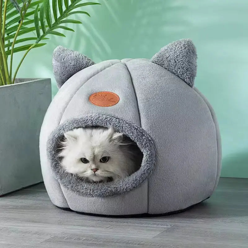 Lovely Cat Pet Dog Cat Beds Nest Soft Comfortable Semi-Enclosed Cat Nest Kennel Indoor Pet Supplies for Cat Dog to Play Rest