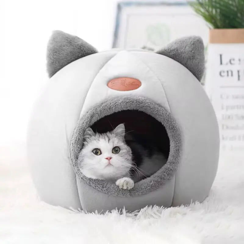 Lovely Cat Pet Dog Cat Beds Nest Soft Comfortable Semi-Enclosed Cat Nest Kennel Indoor Pet Supplies for Cat Dog to Play Rest