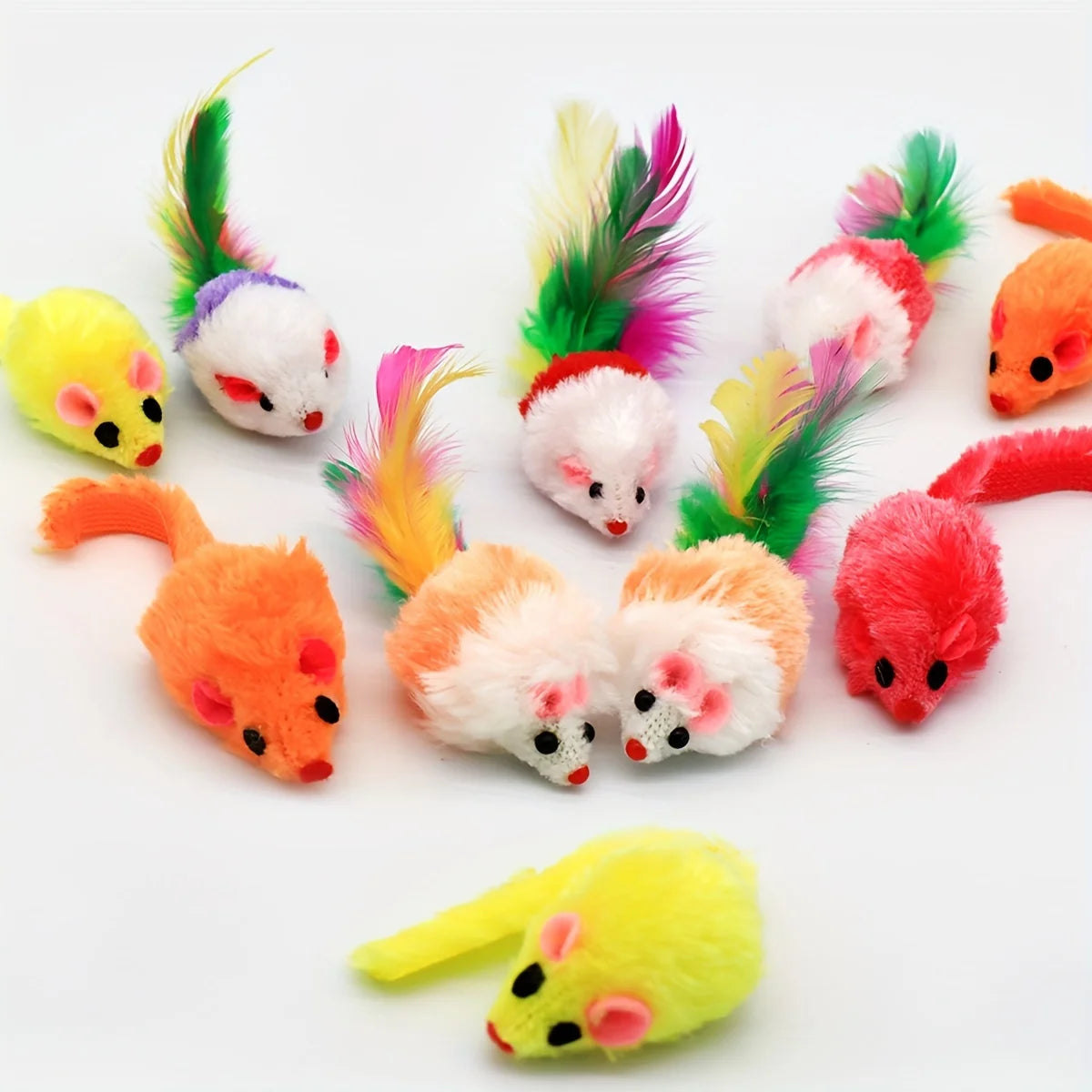 3/200Pcs Rattle Cat Mouse Toys Also Prefilled Catnip Faux Fur Cat Mice Toys Interactive Cat Game Catnip Toys for Indoor Cats Toy