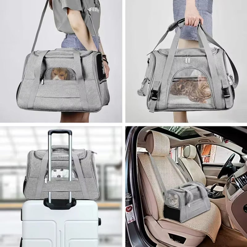 Dog Carrier Bag with Thick Cotton Cushion Pet Aviation Backpack Anti-Suffocation Portable Travel Bag Pet Dog Bag Mesh Outdoor