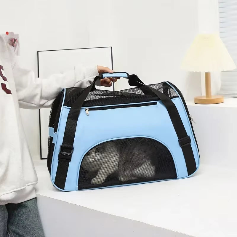 Cat Bags Portable Dog Carrier Bag Mesh Breathable Carrier Bags for Small Dogs Foldable Cats Handbag Travel Pet Bag Handbag