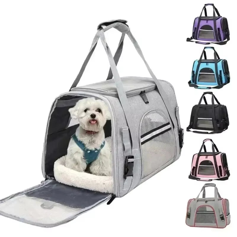 Dog Carrier Bag with Thick Cotton Cushion Pet Aviation Backpack Anti-Suffocation Portable Travel Bag Pet Dog Bag Mesh Outdoor