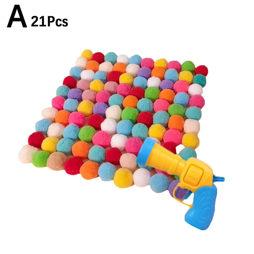 Cat Toys Interactive Launch Training Toy for Pet Kitten Creative Mini Shooting Gun Games Stretch Plush Ball Toys Pet Supplies